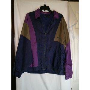 Pierre Cardin Vintage Color Block Windbreaker Jacket Navy Purple Brown 80s 90s M